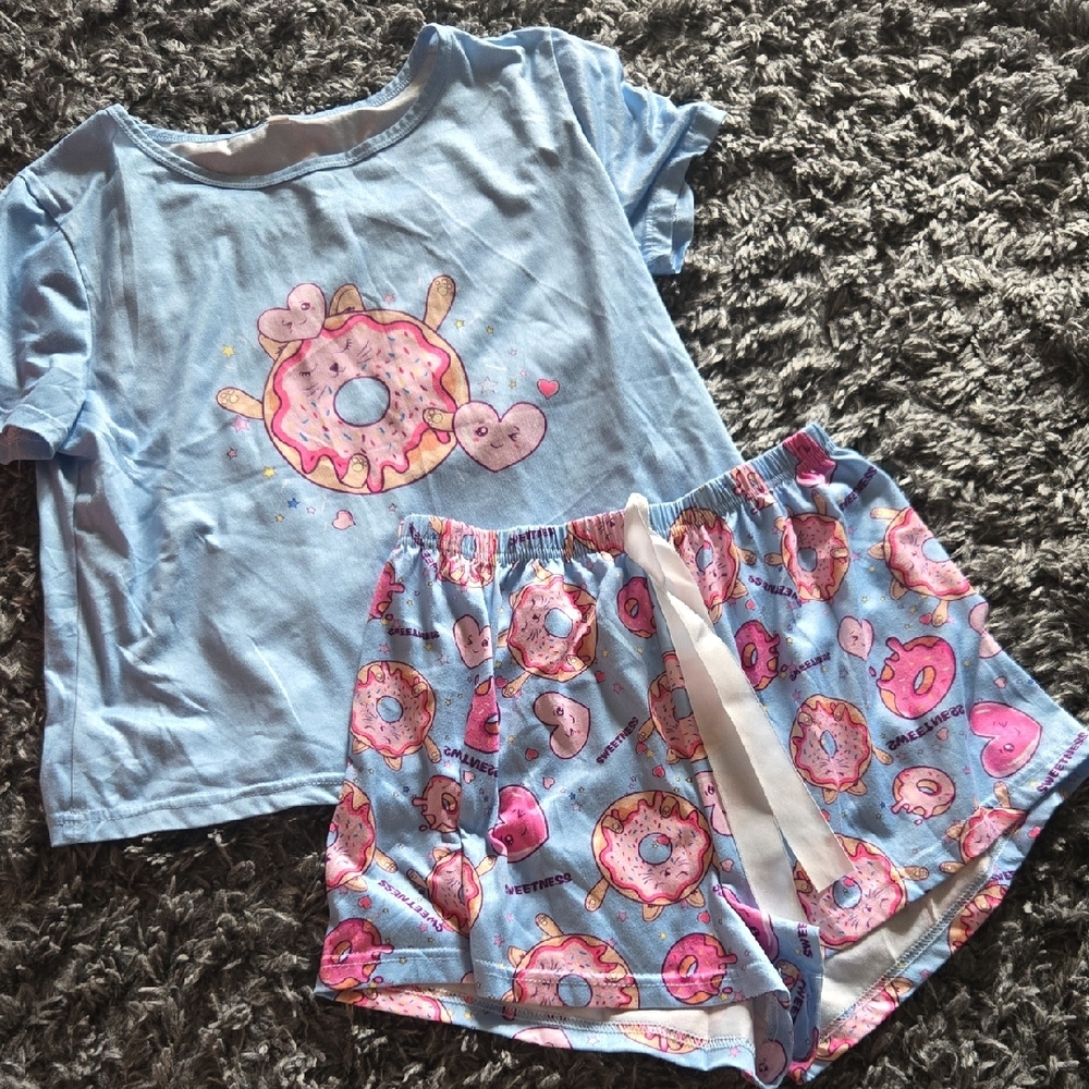 Kids Donut Print Pajama Set - Blue